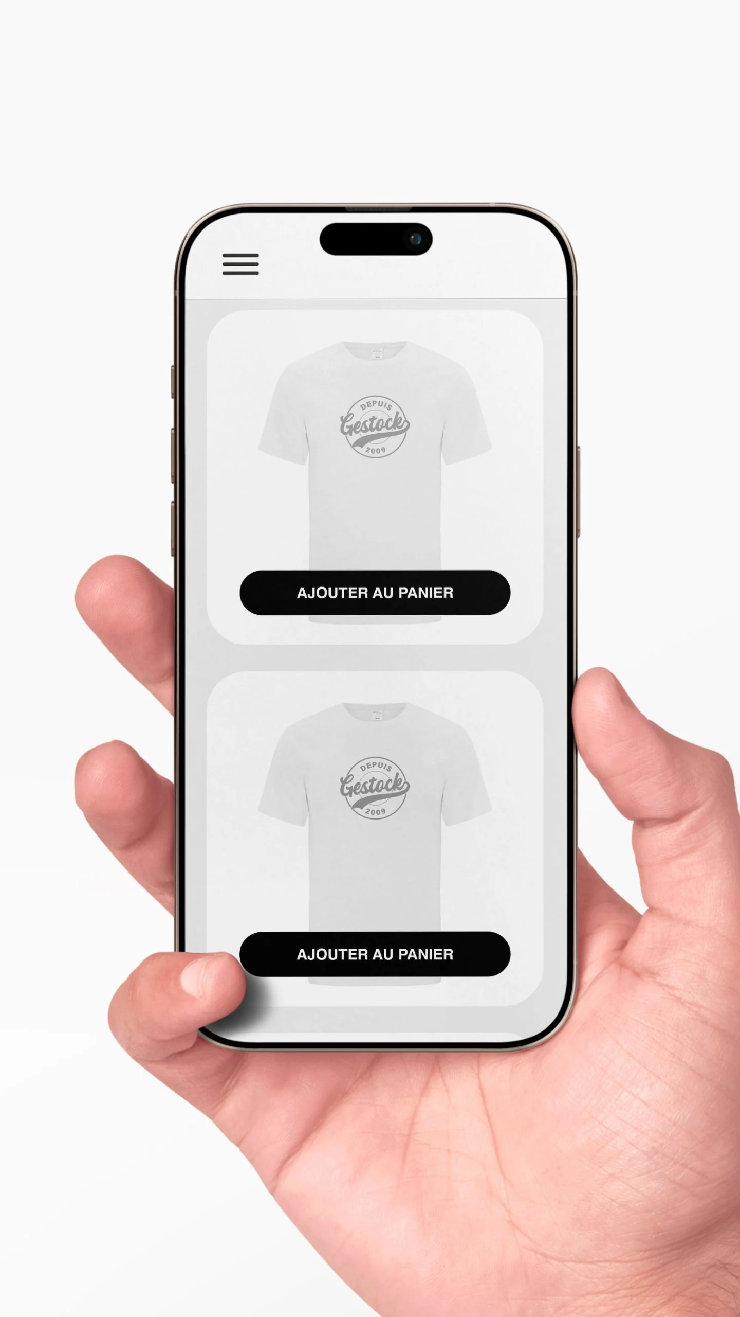 Exemple de boutique de vêtements Gestock sur téléphone